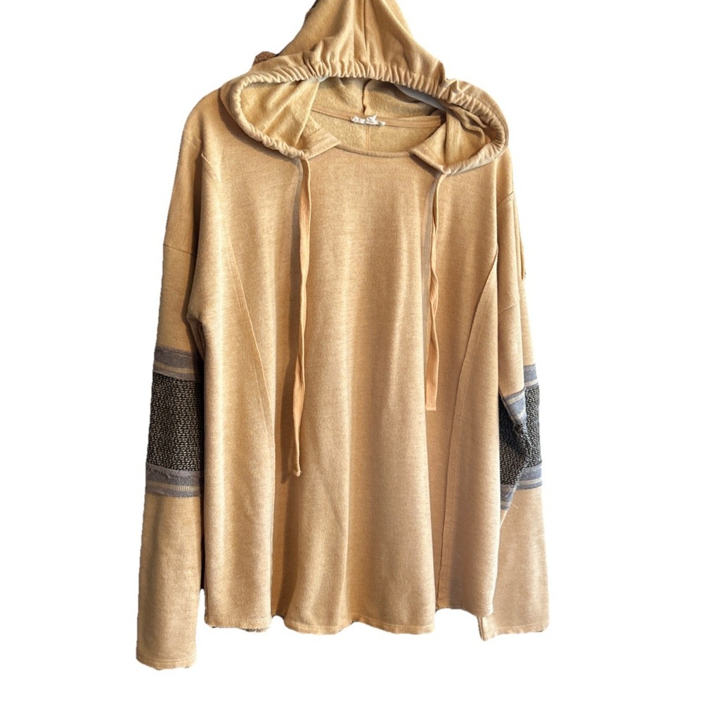 Easel Womens Hoodie Pullover Long Sleeves Banded Sleeves Raw Hem & Edges Size LG